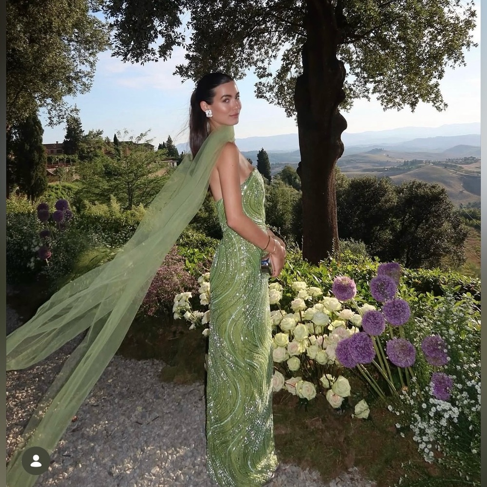 Nora parada lime sequin gown